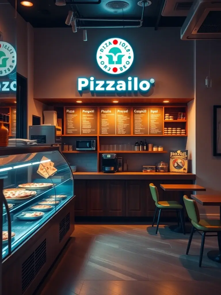 A well-lit and inviting Pizzaiolo pickup area with clear signage and comfortable waiting space, ensuring a pleasant experience for customers.